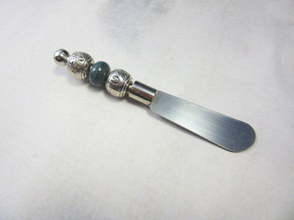 CHEESE SERVING KNIFE - Raku Beaded Knife with beautiful beaded handle for serving cheese and dips.