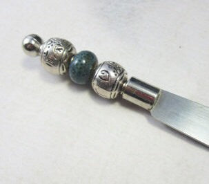 Beaded Handle Knife - CHEESE SERVING KNIFE ideal for spreading dips on crackers.
