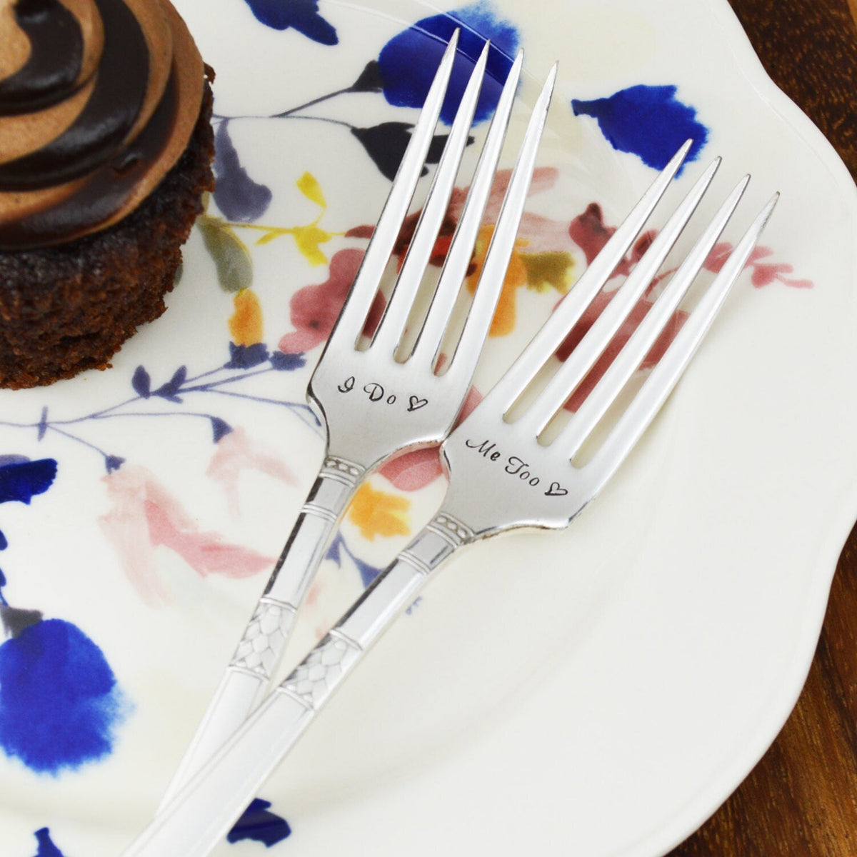 I Do Me Too Hand Stamped Forks with Custom Date 
