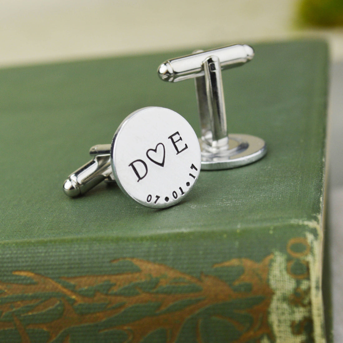 Custom Date and Initial Cuff Links - Hand Stamped Groom Gift - Wedding Gift