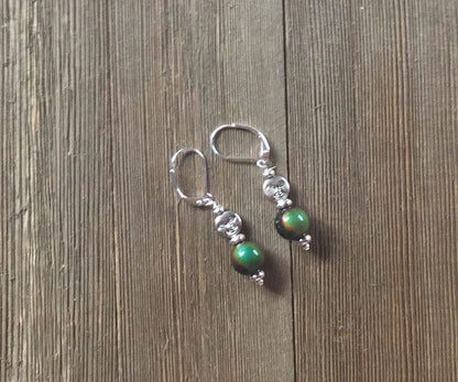 Celestial Themed Jewelry, Smiling Moon Earrings, mood bead gifts, color changing jewelry, silver moon mood earrings, mood stone earrings
