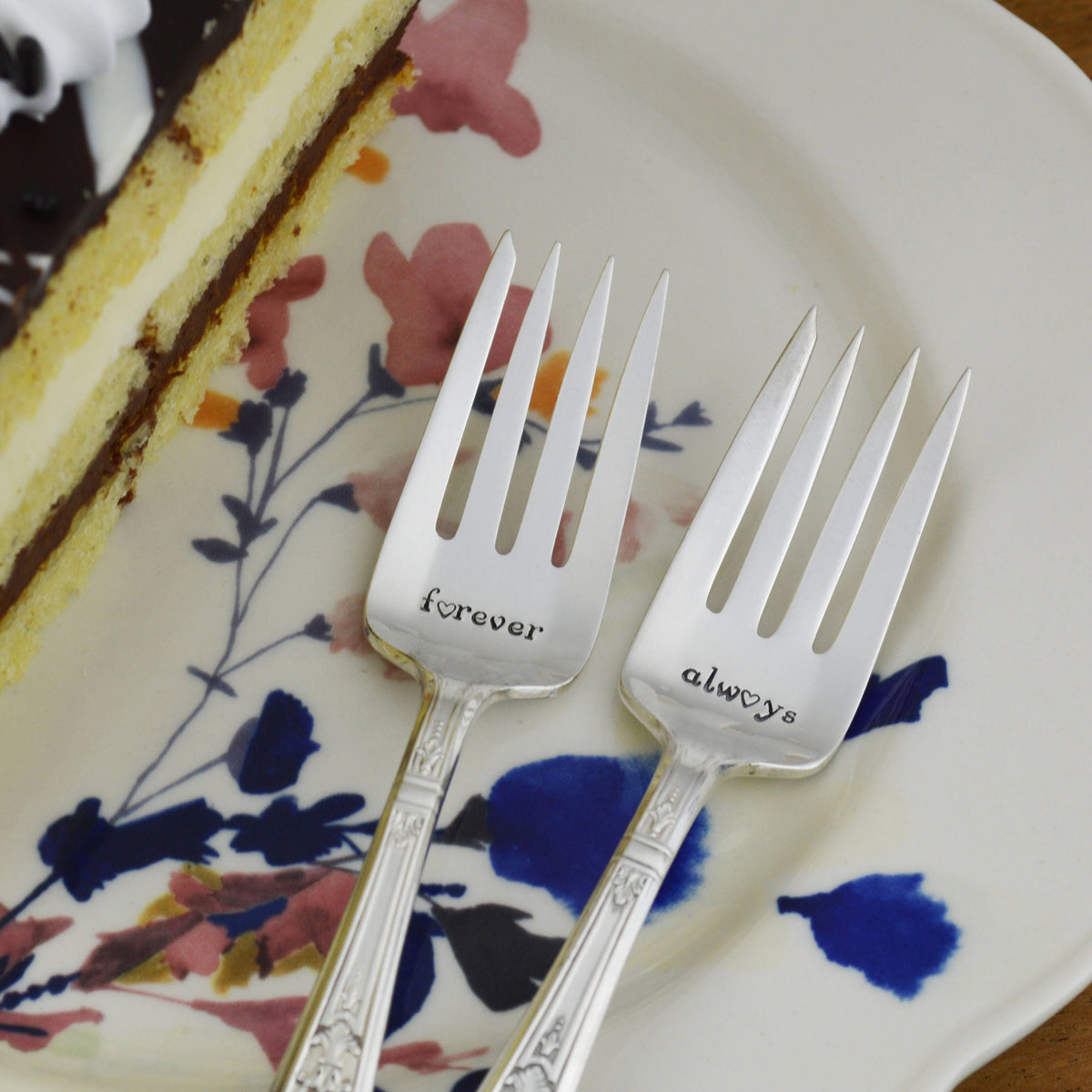 Forever &amp; Always Hand Stamped Forks 