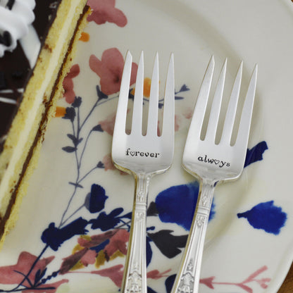 Forever &amp; Always Hand Stamped Forks 
