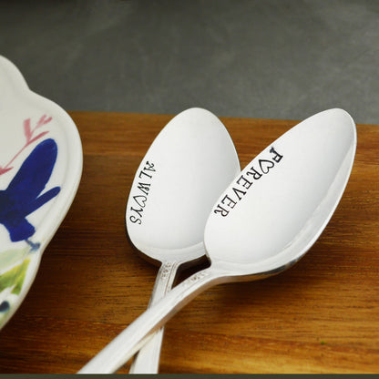Forever &amp; Always Hand Stamped Coffee Spoon Gift Set 