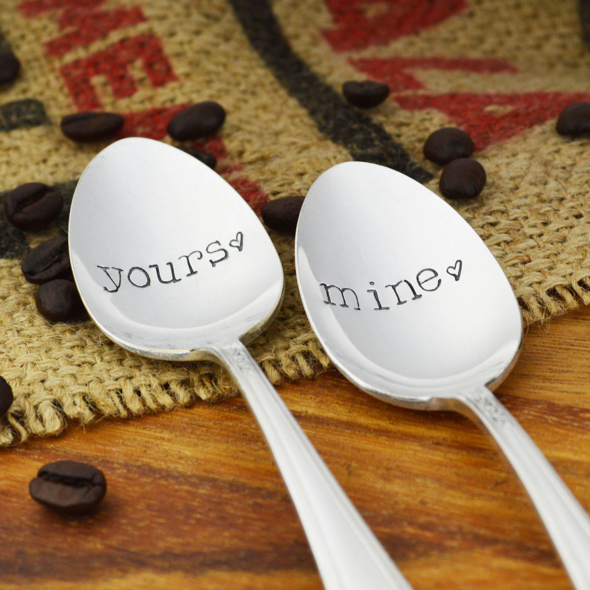 Yours &amp; Mine Hand Stamped Spoon Set 