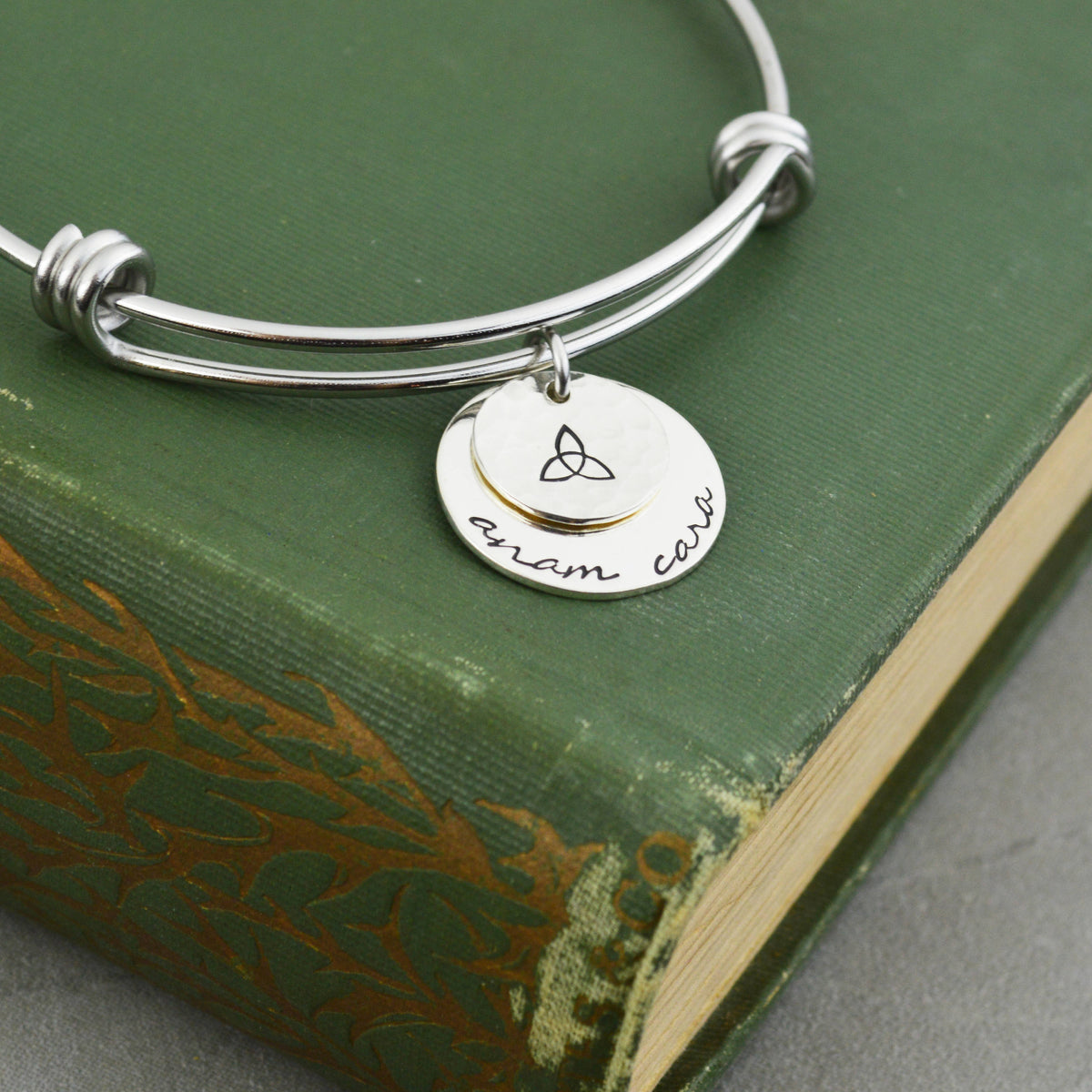 Anam Cara Adjustable Bangle Bracelet - Stacking Bangle - Best Friends Soul Friends Gift - Celtic Jewelry