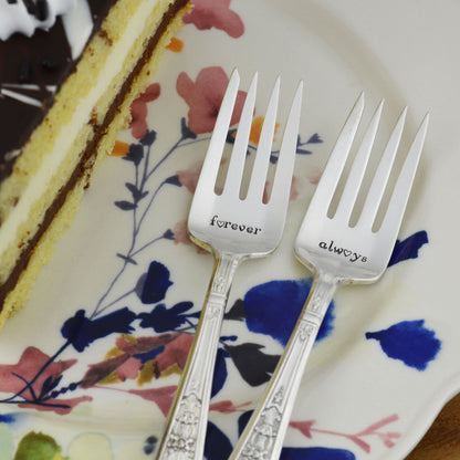 Forever &amp; Always Hand Stamped Forks 