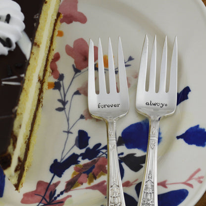 Forever &amp; Always Hand Stamped Forks 