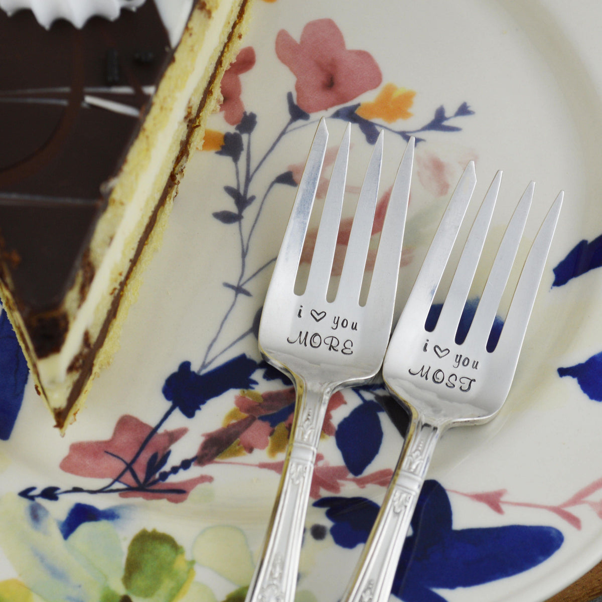 I Love You More I Love You Most Hand Stamped Forks 