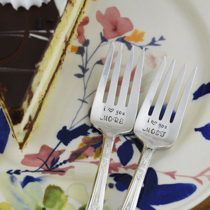 I Love You More I Love You Most Hand Stamped Forks 