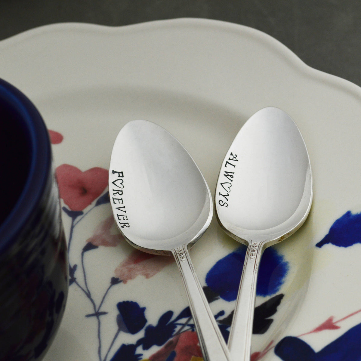 Forever &amp; Always Hand Stamped Coffee Spoon Gift Set 