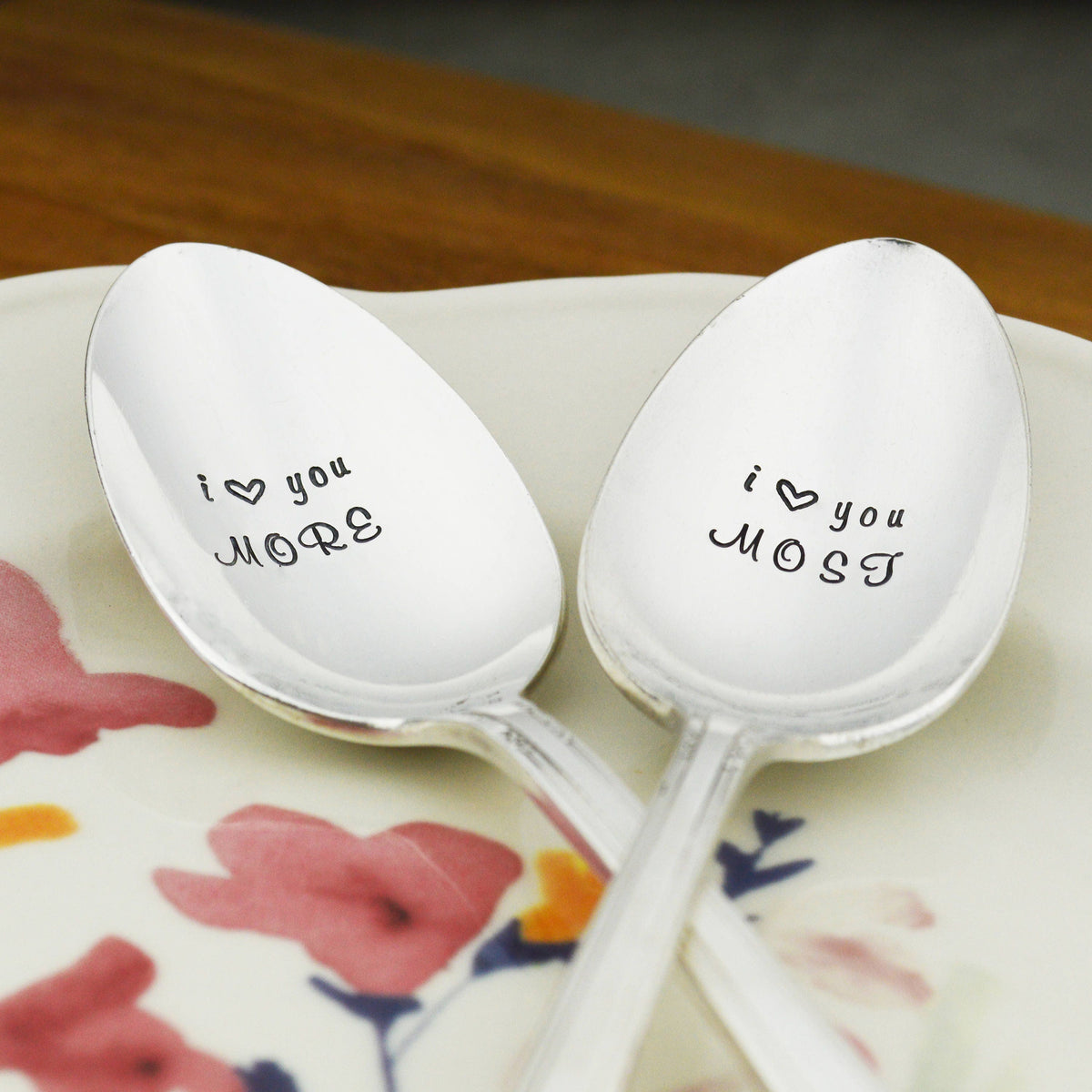 I Love You More I Love You Most Hand Stamped Coffee Spoon Gift Set 