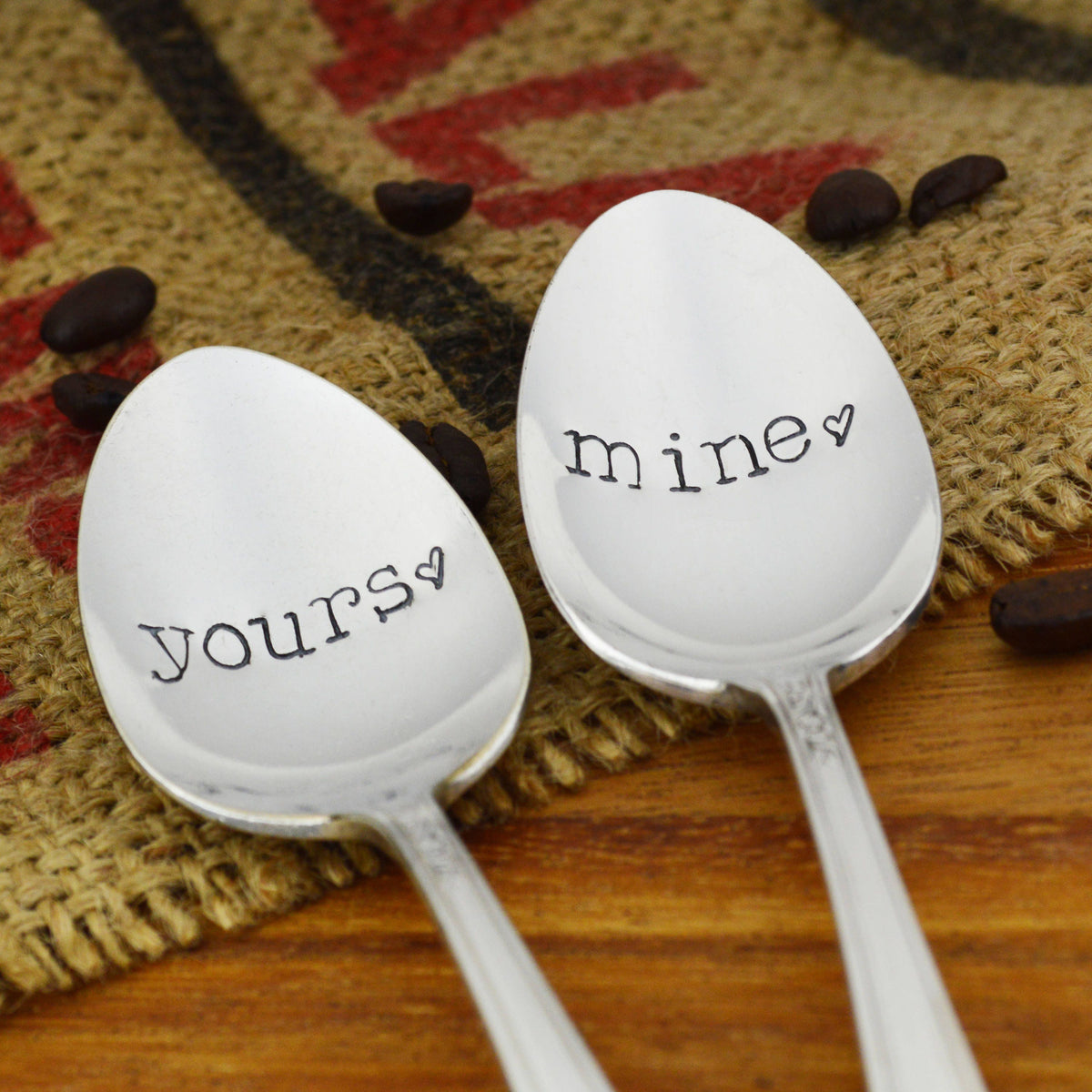 Yours &amp; Mine Hand Stamped Spoon Set 