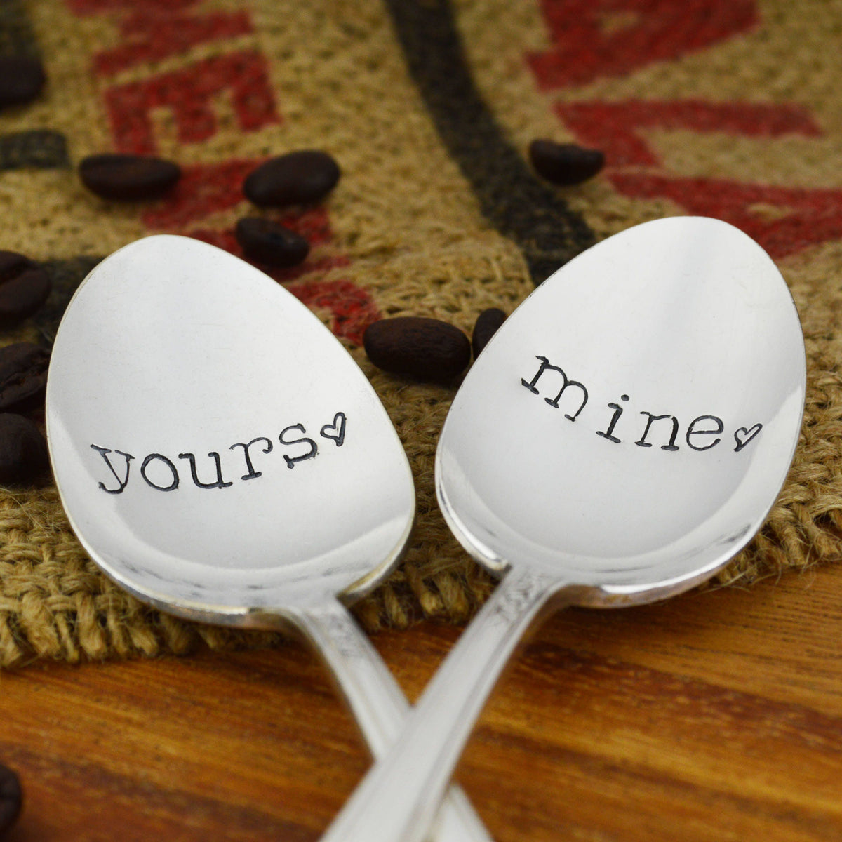 Yours &amp; Mine Hand Stamped Spoon Set 