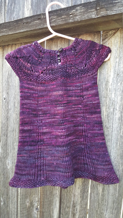 Hand Knit 1st Birthday Dress - Purple Baby Girl 9 to 12 month Clothes - Toddler Wedding Outfit
