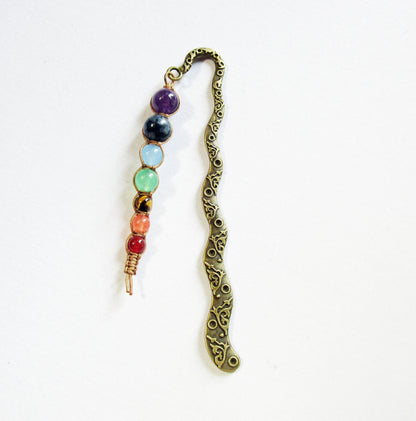 Chakra metal bookmark - beautifully handcrafted bookmark featuring 7 chakras, ideal for enhancing reading experiences.