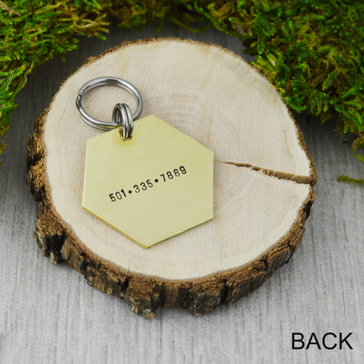 Wild Meadow Handstamped Hexagon Pet ID Tag 