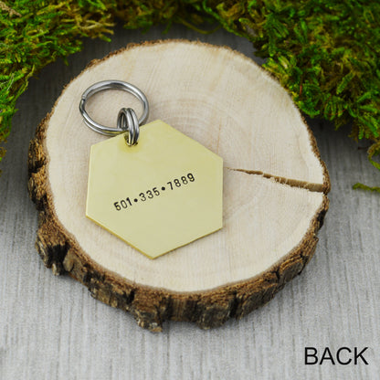 Wild Meadow Handstamped Hexagon Pet ID Tag 