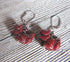 Squirrel Earrings featuring carved stone animal jewelry made of hematite and red jasper, ideal gift for squirrel lovers.