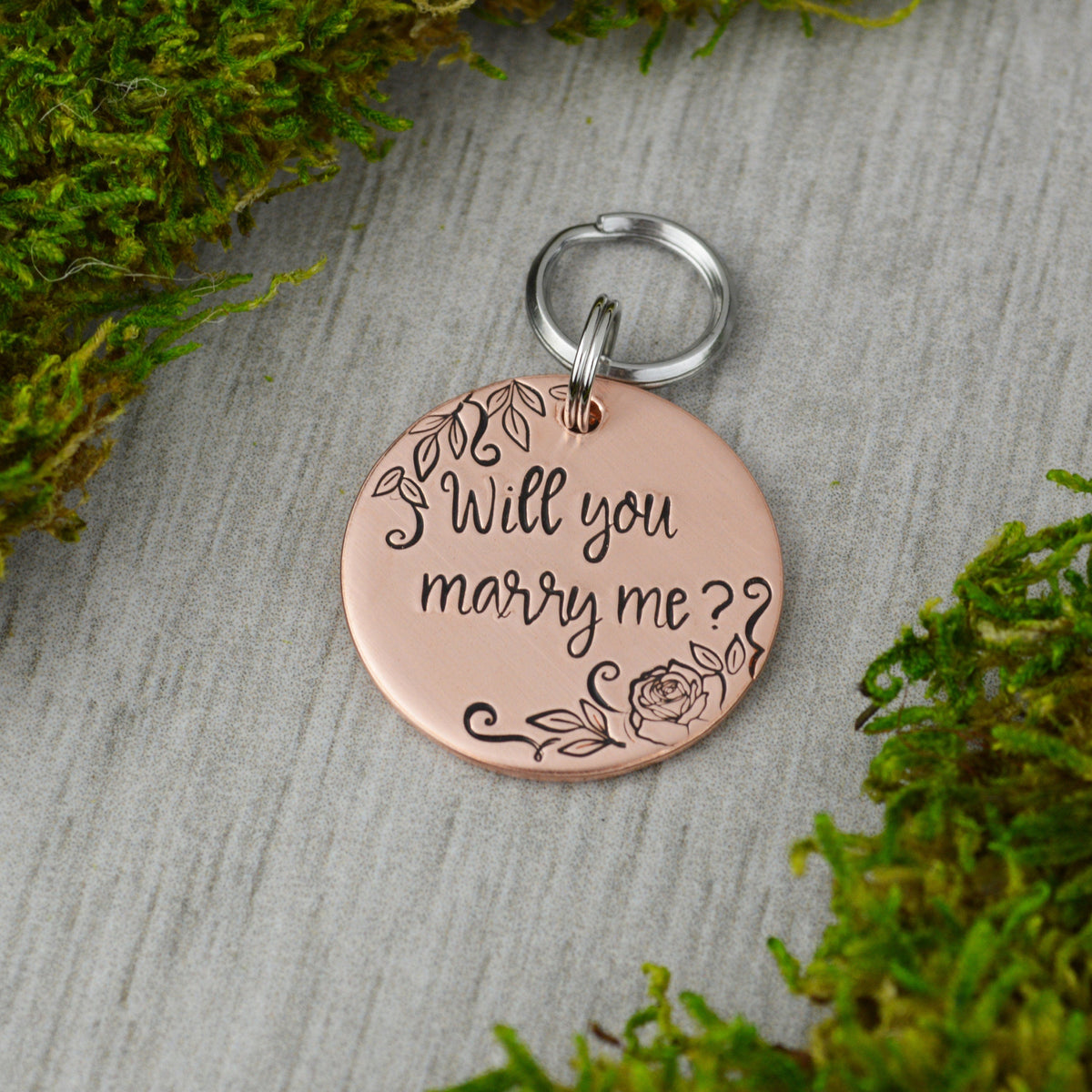 Will You Marry Me? Handstamped Pet ID Tag • Personalized Pet/Dog ID Tag • Dog Collar Tag • Custom Engraved Dog Tag • Wedding Dog Tag