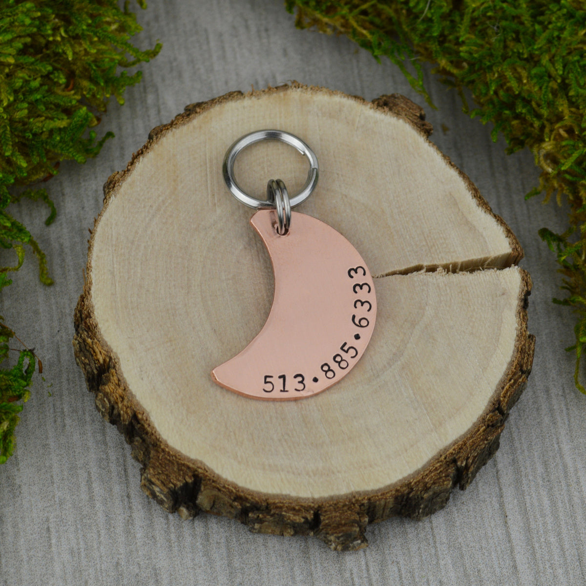 Lavender Moon Handstamped Pet ID Tag 