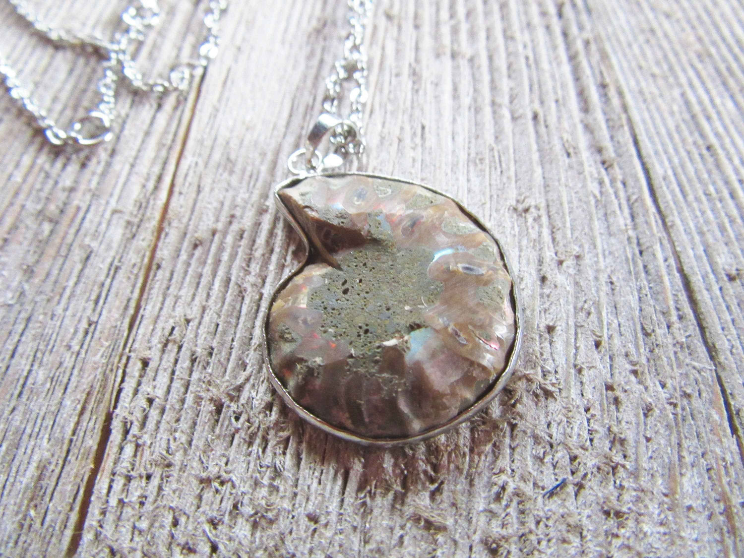 Beautiful Ammonite Fossil Necklace Pendant - Unique Earth Healing Jewelry Gift for Science Lovers