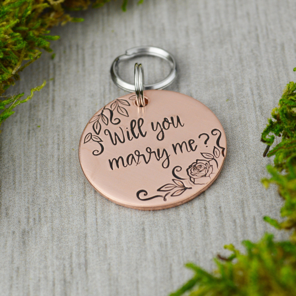 Will You Marry Me? Handstamped Pet ID Tag • Personalized Pet/Dog ID Tag • Dog Collar Tag • Custom Engraved Dog Tag • Wedding Dog Tag