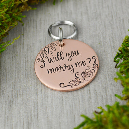Will You Marry Me? Handstamped Pet ID Tag • Personalized Pet/Dog ID Tag • Dog Collar Tag • Custom Engraved Dog Tag • Wedding Dog Tag