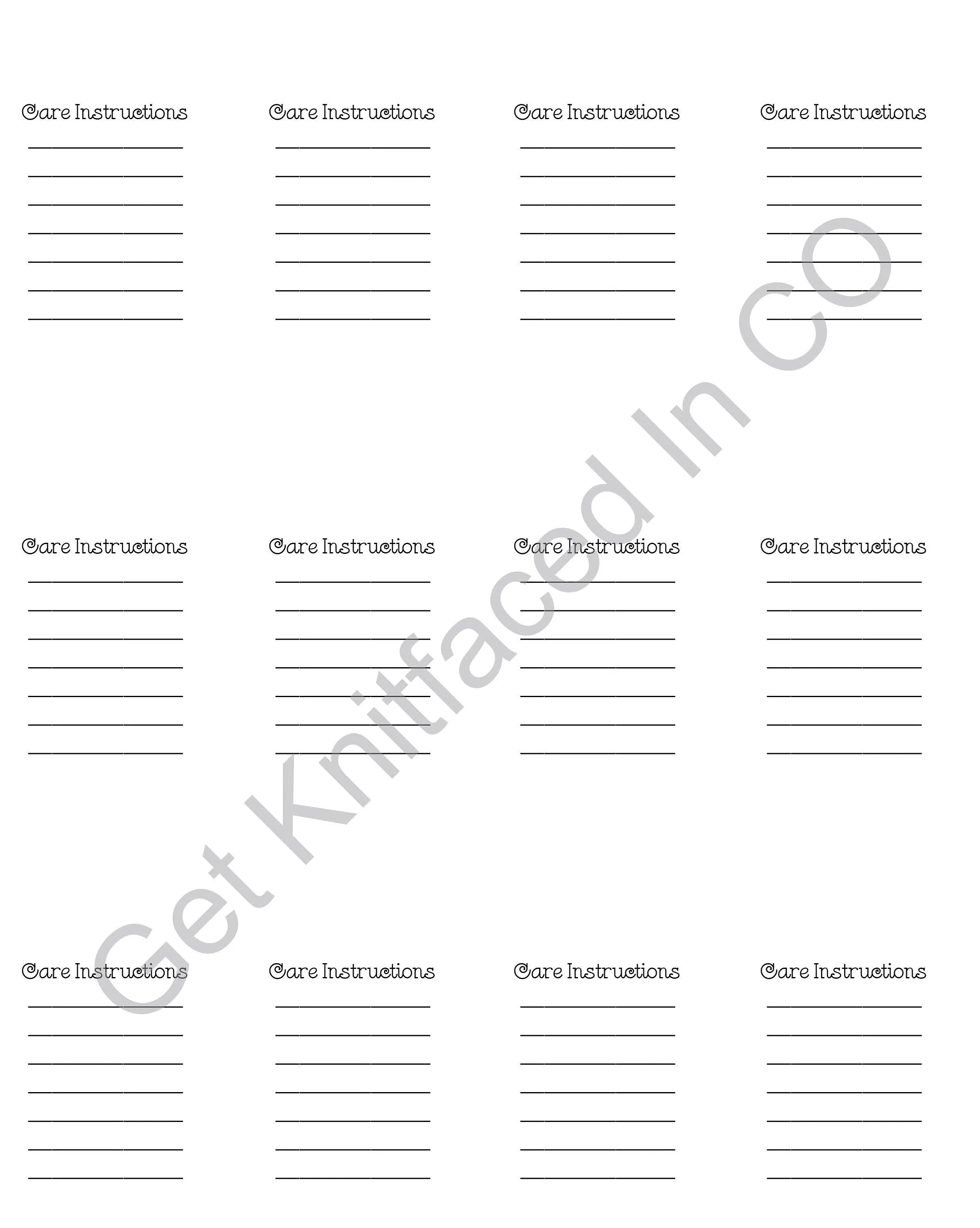 Personalized Double Sided Knitting Quote Gift Tag With Blank Care Instructions - PDF File Only - Printable Knitting Label