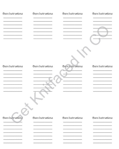 Personalized Double Sided Knitting Quote Gift Tag With Blank Care Instructions - PDF File Only - Printable Knitting Label