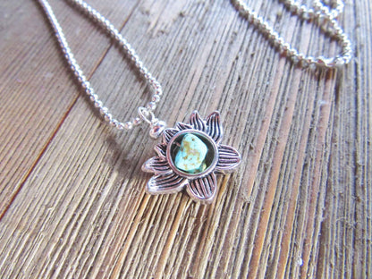 Lotus Flower Zen Jewelry set  - Silver Lotus Earrings, Garnet Stone Pendant, Turquoise Silver Lotus Charm, Dainty Necklace, Calming Jewelry