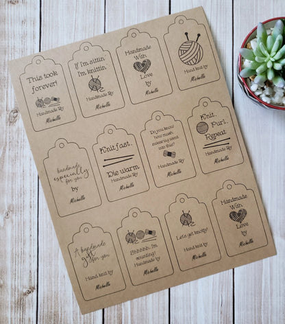 Personalized Double Sided Knitting Quote Gift Tag With Blank Care Instructions - PDF File Only - Printable Knitting Label