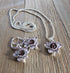 Lotus Flower Zen Jewelry set  - Silver Lotus Earrings, Garnet Stone Pendant, Turquoise Silver Lotus Charm, Dainty Necklace, Calming Jewelry