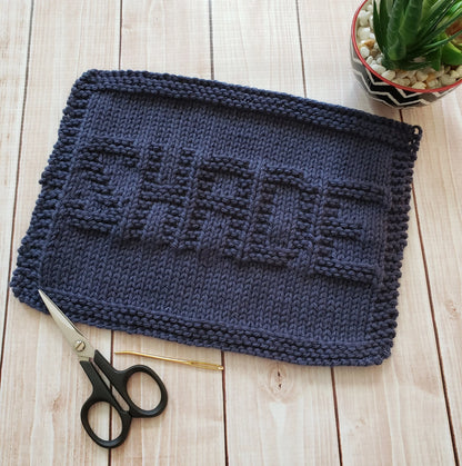 Blue Shade Hand Knit Cotton Dishcloth - Environmentally Friendly - Adult Humor
