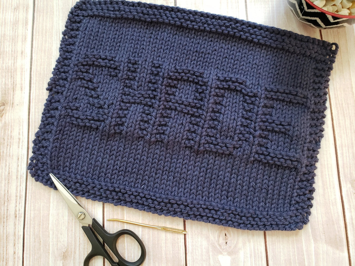 Blue Shade Hand Knit Cotton Dishcloth - Environmentally Friendly - Adult Humor