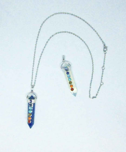 Chakra Pendant Necklace with Lapis Lazuli &amp; Lava Stones - Healing Gemstone Jewelry for Yoga Enthusiasts