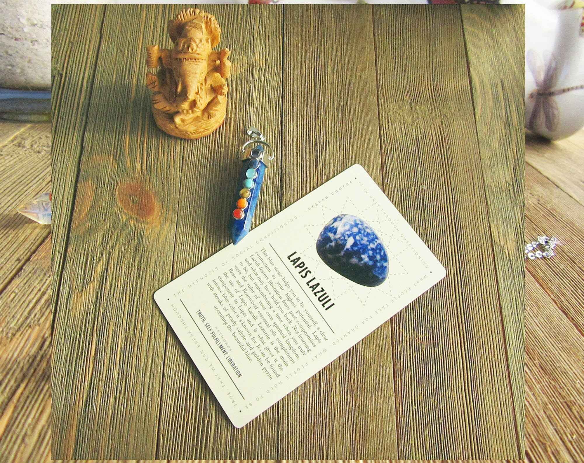 Chakra Pendant Necklace with Lapis Lazuli &amp; Lava Stones - Healing Gemstone Jewelry for Yoga Enthusiasts