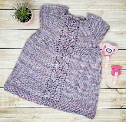 Hand Knit Newborn Baby Girl Dress - Coming Home Outfit - 0 to 3 Month Clothes