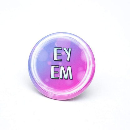 lgbtq ey em pronoun button