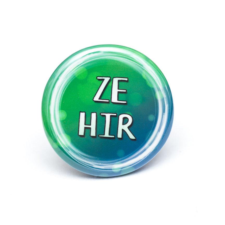 lgbtq ze hir pronoun buttons neopronouns