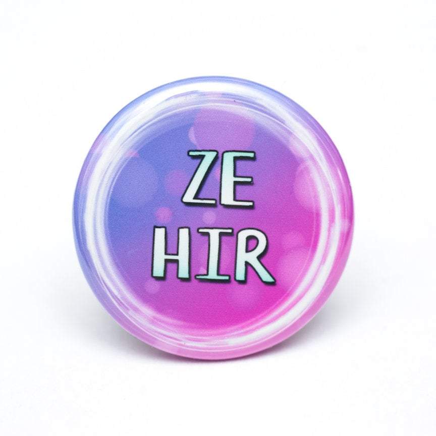 lgbtq ze hir pronoun buttons neopronouns