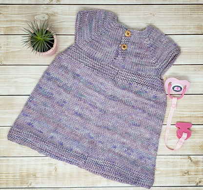 Hand Knit Newborn Baby Girl Dress - Coming Home Outfit - 0 to 3 Month Clothes
