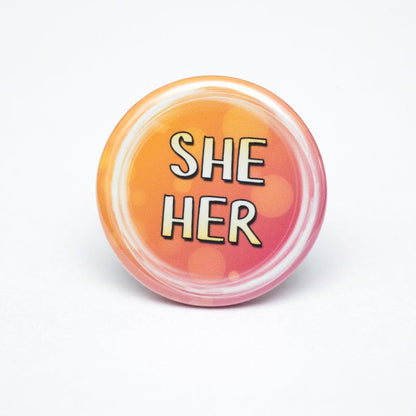 lgbtq she her pronoun buttons