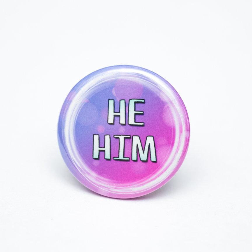 lgbtq he him pronoun buttons