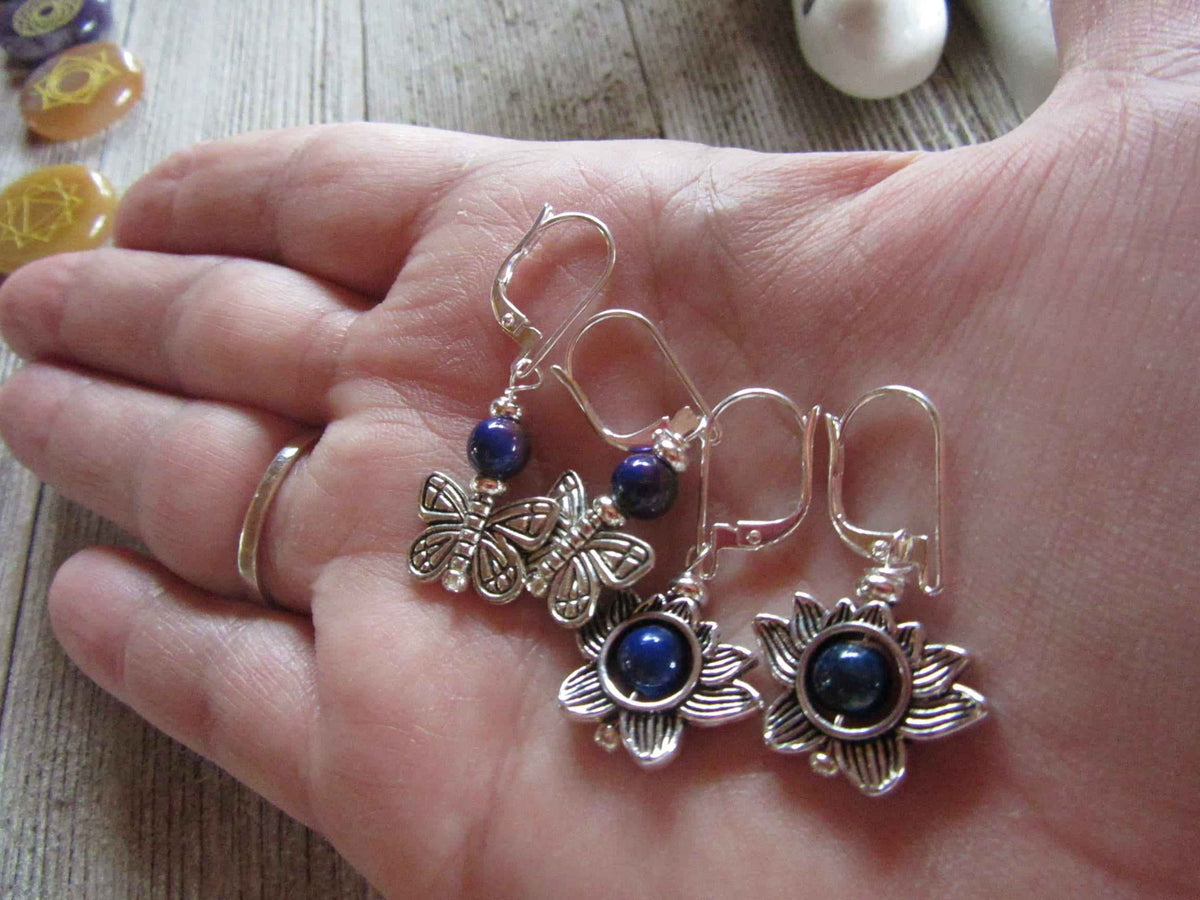 Lotus Flower Earrings with Color Changing Mood Bead - Zen Jewelry Gift for Growth &amp; Calm