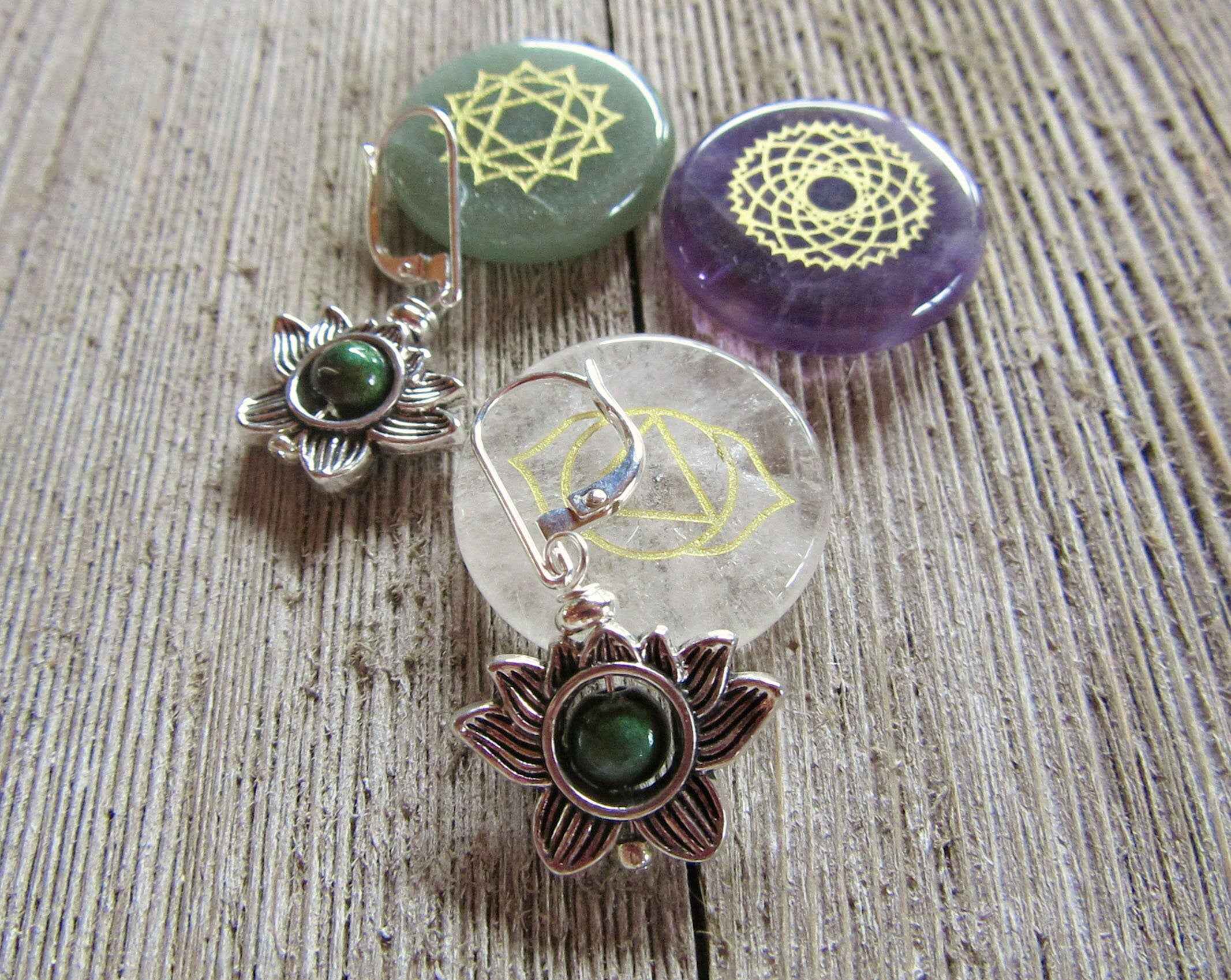 Lotus Flower Earrings with Color Changing Mood Bead - Zen Jewelry Gift for Growth &amp; Calm