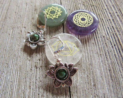 Lotus Flower Earrings with Color Changing Mood Bead - Zen Jewelry Gift for Growth &amp; Calm