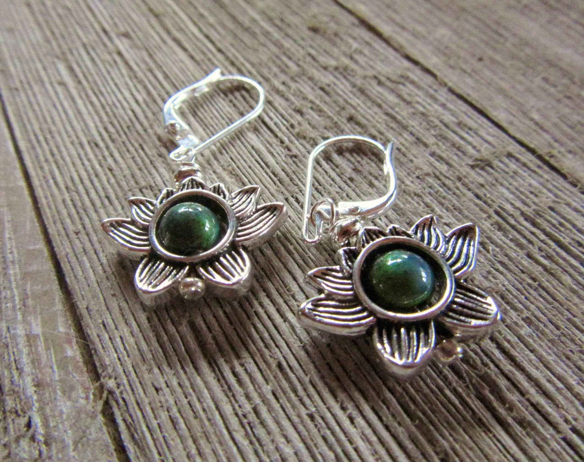 Lotus Flower Earrings with Color Changing Mood Bead - Zen Jewelry Gift for Growth &amp; Calm