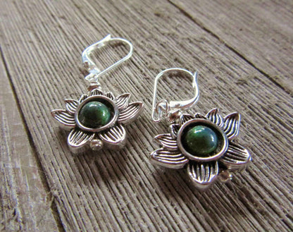 Lotus Flower Earrings with Color Changing Mood Bead - Zen Jewelry Gift for Growth &amp; Calm