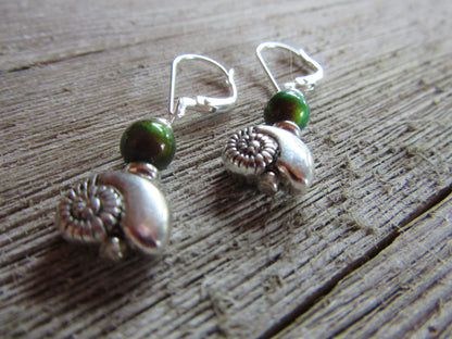 SEA SHELL EARRINGS - Silver Shell Earring - Stunning dangle earrings featuring intricate shell design and color-changing beads, perfect for beach enthusiasts and stylish gifts for women.